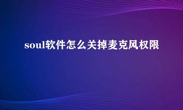 soul软件怎么关掉麦克风权限