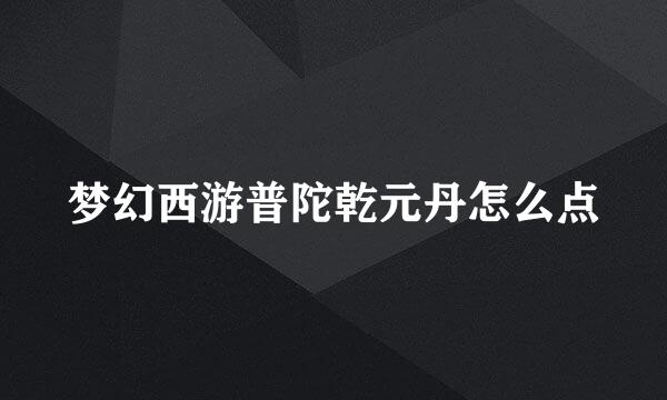梦幻西游普陀乾元丹怎么点