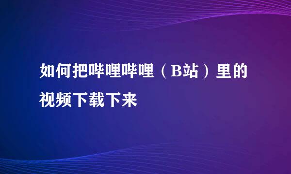 如何把哔哩哔哩（B站）里的视频下载下来