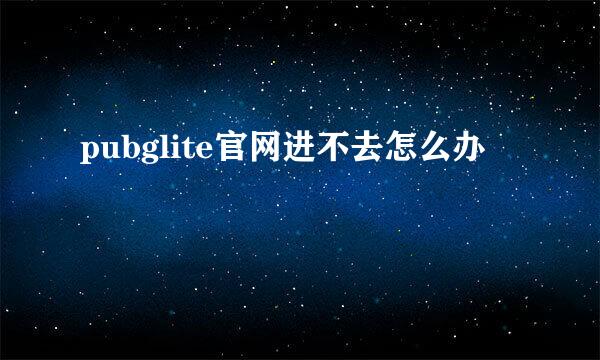 pubglite官网进不去怎么办