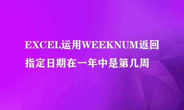 EXCEL运用WEEKNUM返回指定日期在一年中是第几周