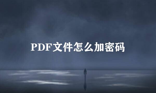PDF文件怎么加密码