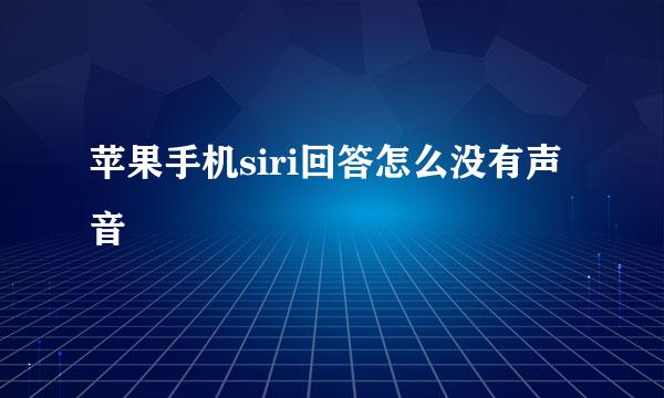 苹果手机siri回答怎么没有声音