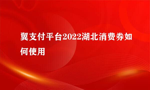 翼支付平台2022湖北消费券如何使用