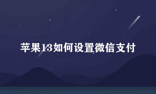 苹果13如何设置微信支付