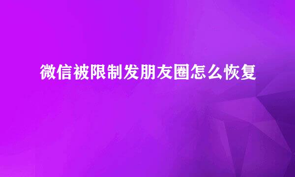 微信被限制发朋友圈怎么恢复