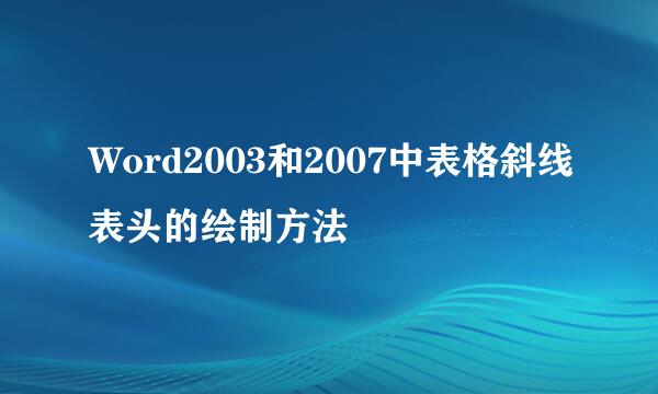 Word2003和2007中表格斜线表头的绘制方法