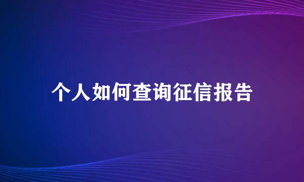 个人如何查询征信报告