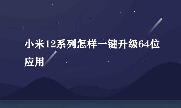小米12系列怎样一键升级64位应用