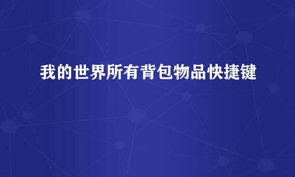 我的世界所有背包物品快捷键