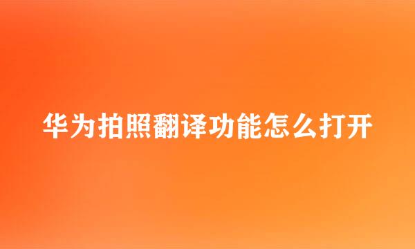 华为拍照翻译功能怎么打开