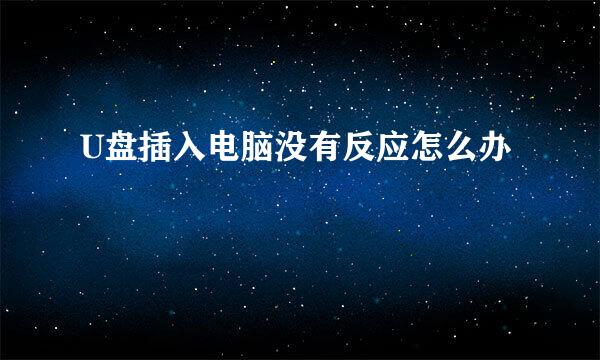 U盘插入电脑没有反应怎么办