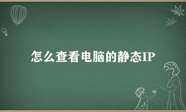 怎么查看电脑的静态IP