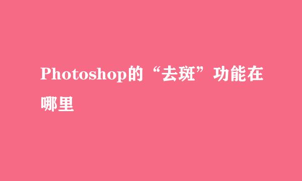 Photoshop的“去斑”功能在哪里