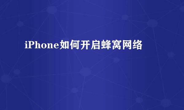 iPhone如何开启蜂窝网络