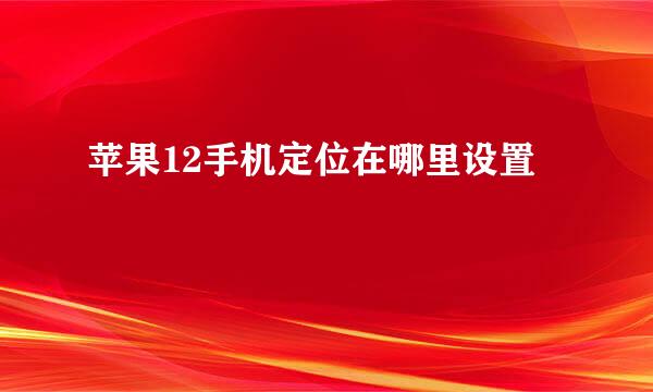 苹果12手机定位在哪里设置