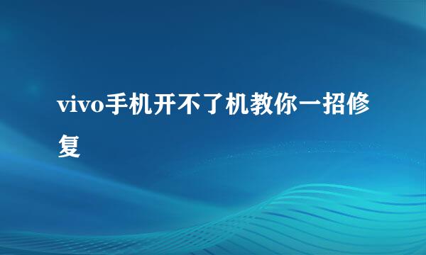vivo手机开不了机教你一招修复