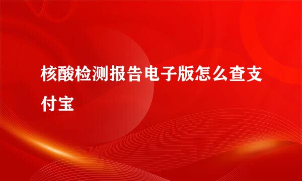 核酸检测报告电子版怎么查支付宝