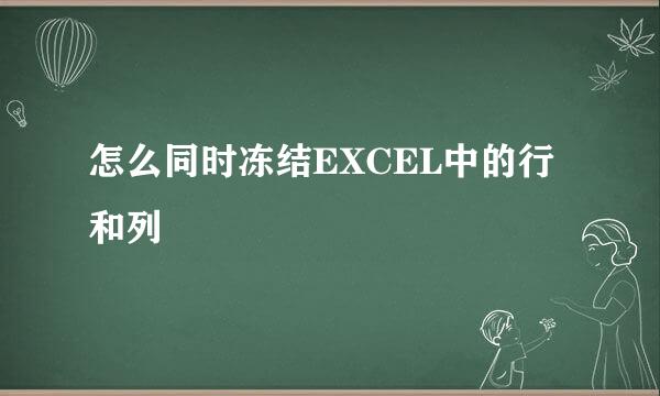 怎么同时冻结EXCEL中的行和列
