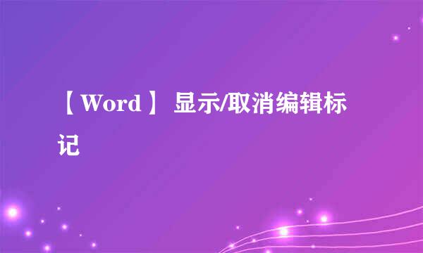【Word】 显示/取消编辑标记