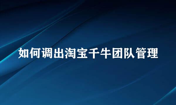 如何调出淘宝千牛团队管理