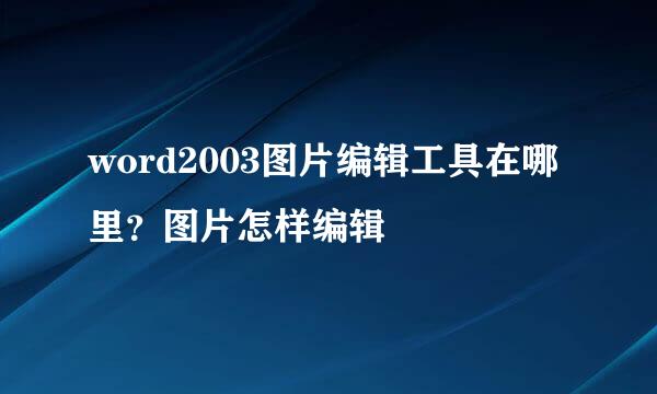 word2003图片编辑工具在哪里？图片怎样编辑