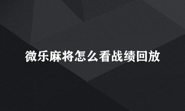 微乐麻将怎么看战绩回放