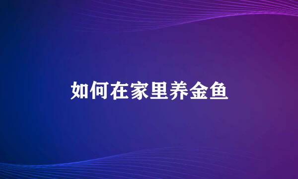 如何在家里养金鱼