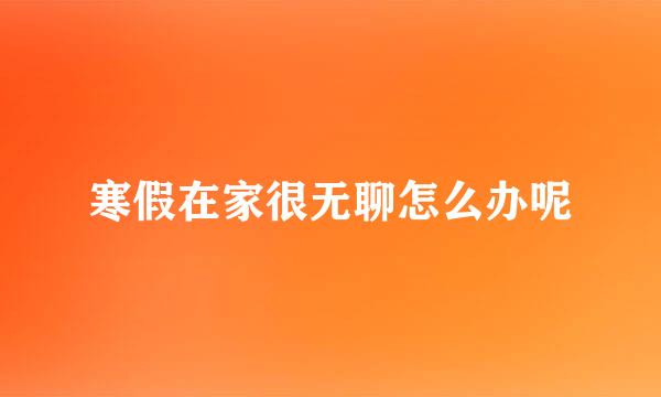 寒假在家很无聊怎么办呢