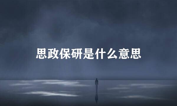 思政保研是什么意思