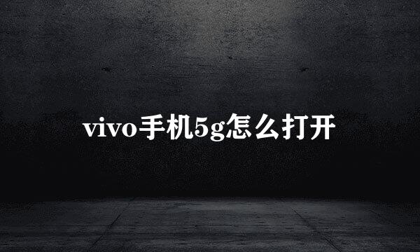 vivo手机5g怎么打开