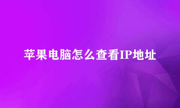 苹果电脑怎么查看IP地址