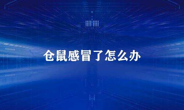 仓鼠感冒了怎么办