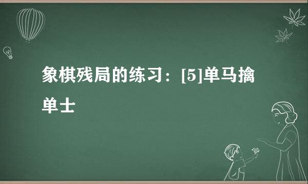 象棋残局的练习：[5]单马擒单士
