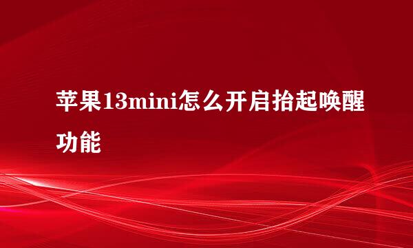 苹果13mini怎么开启抬起唤醒功能
