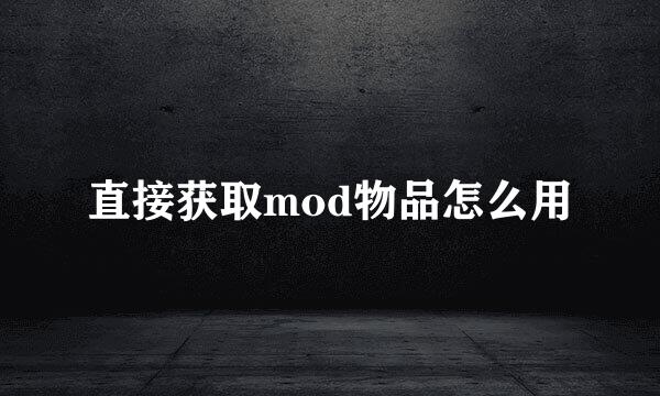 直接获取mod物品怎么用
