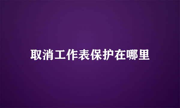 取消工作表保护在哪里
