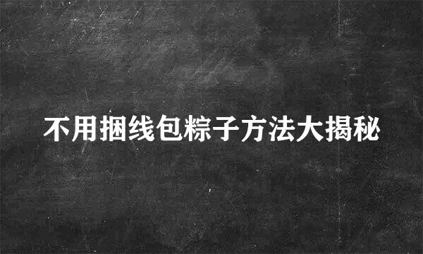 不用捆线包粽子方法大揭秘