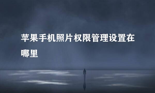 苹果手机照片权限管理设置在哪里