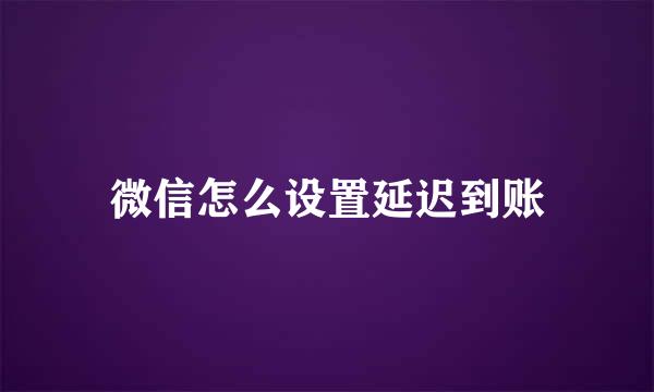 微信怎么设置延迟到账