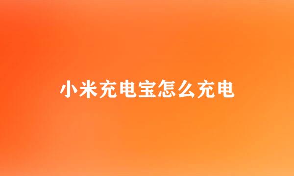 小米充电宝怎么充电