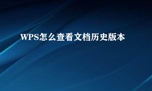 WPS怎么查看文档历史版本