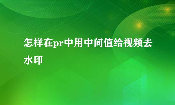怎样在pr中用中间值给视频去水印