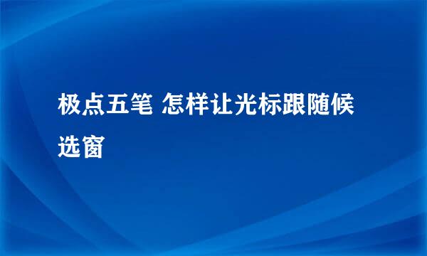 极点五笔 怎样让光标跟随候选窗