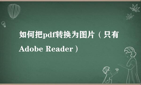 如何把pdf转换为图片（只有Adobe Reader）