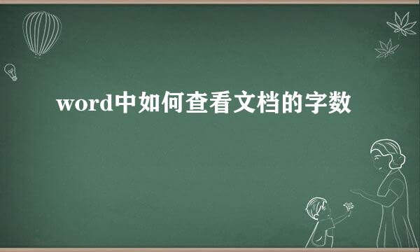 word中如何查看文档的字数