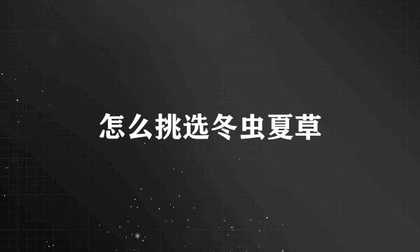 怎么挑选冬虫夏草