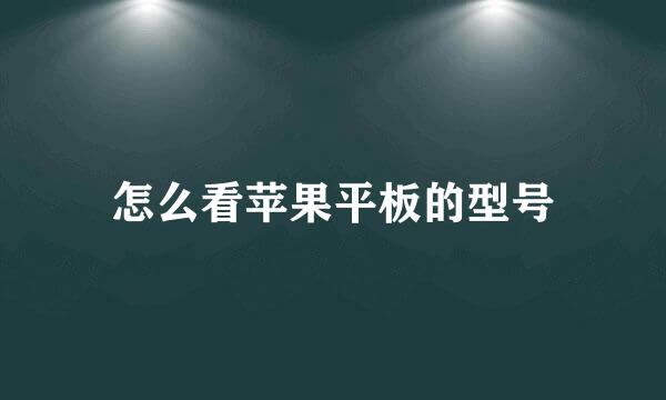 怎么看苹果平板的型号