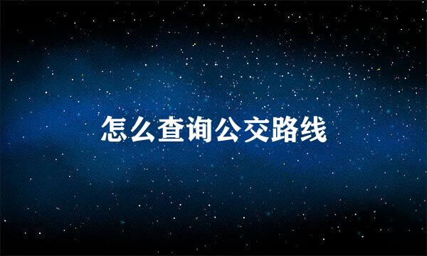怎么查询公交路线