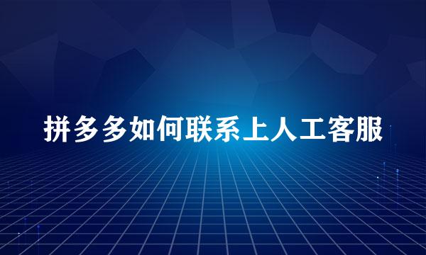 拼多多如何联系上人工客服